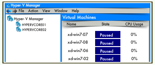 user opens the Hyper-V Manager then the following state appears