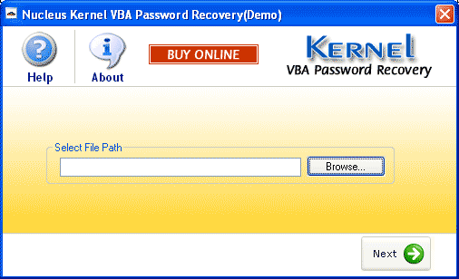 Screenshot of Kernel VBA Password Recovery