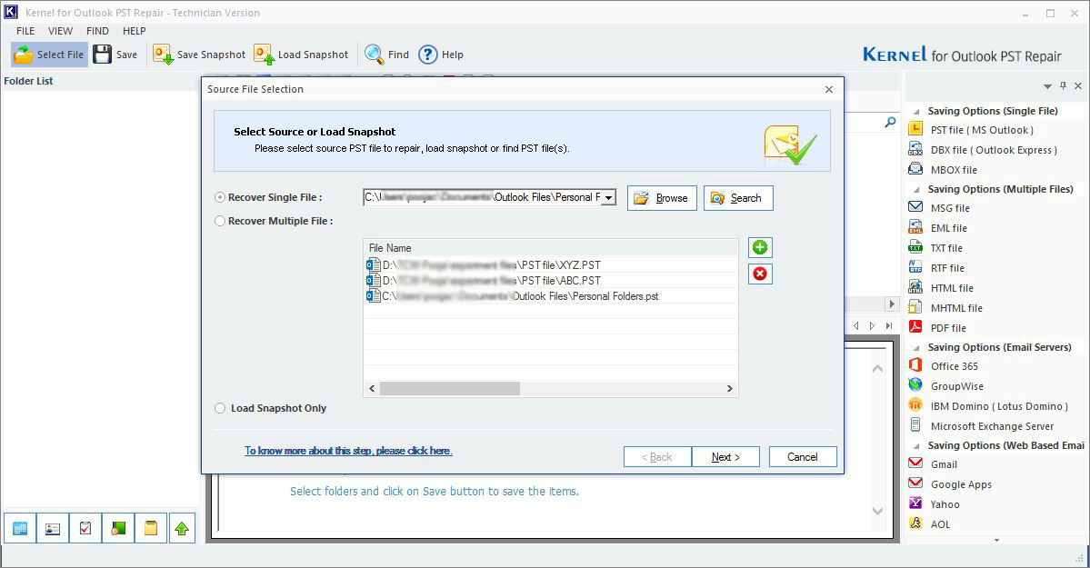 To repair PST and click on Next button