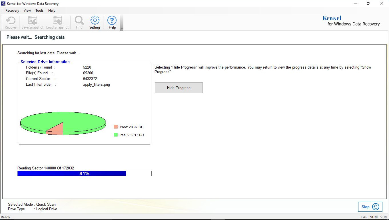 you have to wait for a while as the process searches 