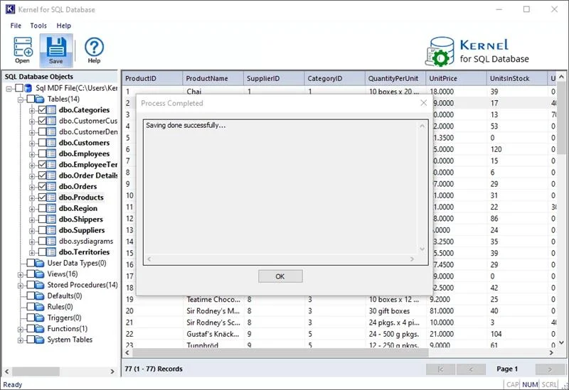 corrupted mdf file recoverd successfully