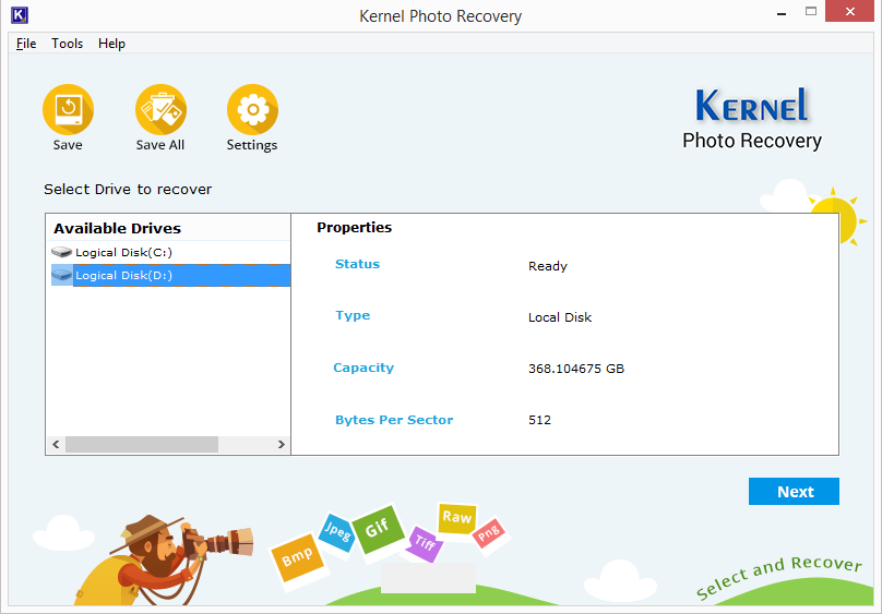 select the drive from which you want to recover your data