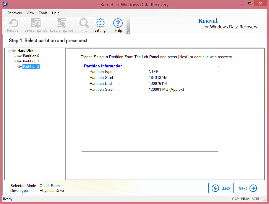 select a partition