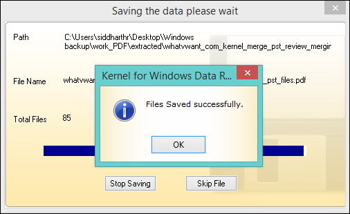 Click OK to exit the process