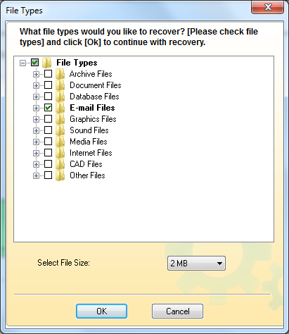 select the files to recover