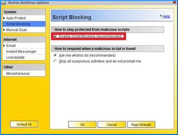 select Script Blocking