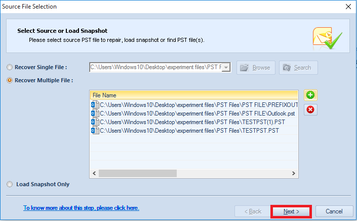 repair multiple PST files