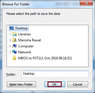 Select the path to save file