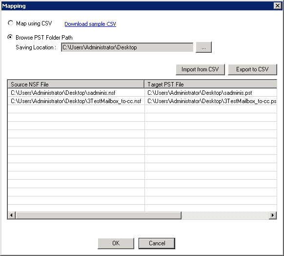 Select destination for saving the NSF file