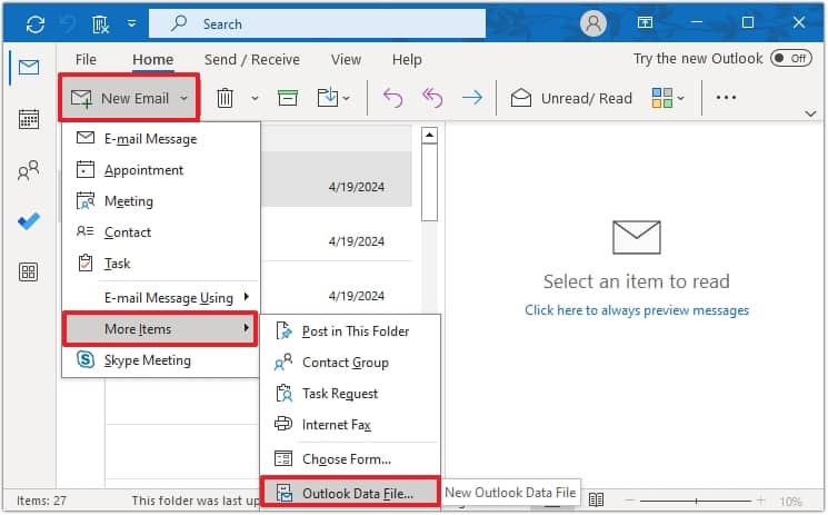 Outlook Data File