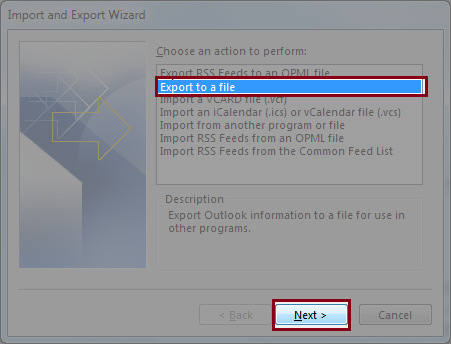 Click on Export to File option