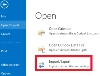 Open Import/Export option