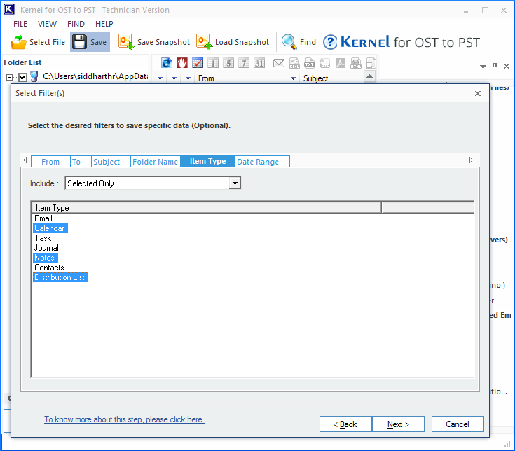 select the desire filters to save specific data