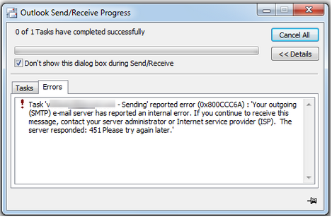 command has been aborted due to a server error