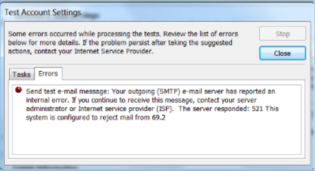 Smtp 535 5.7 8. Connection to the Server has been interrupted.. Your message was sent successfully.