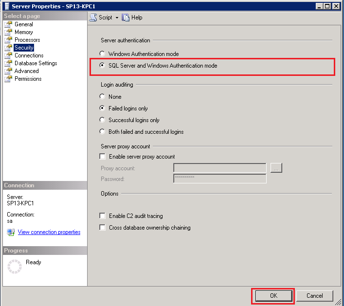 SQL Server and Window Authentication mode