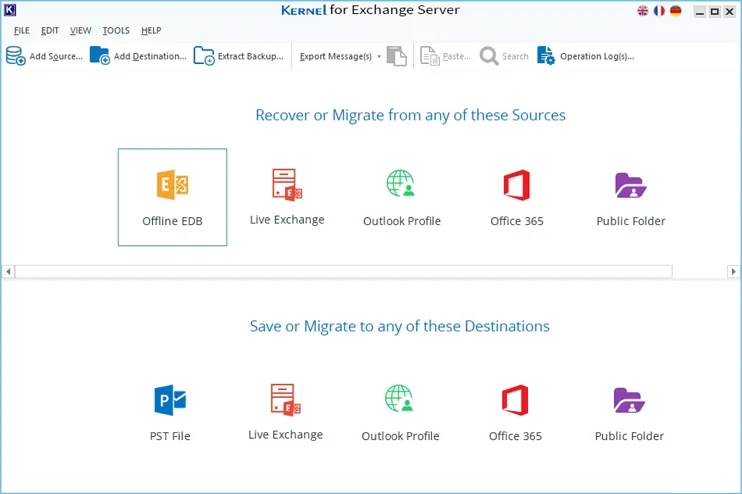 click Offline EDB under Recover or Migrate from any of these Sources