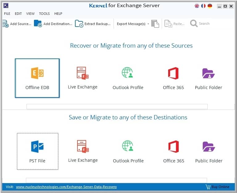 click Offline EDB under Recover or Migrate from any of these Sources