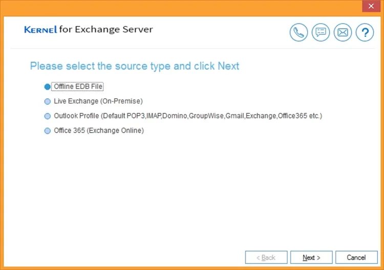 select Offline EDB file as the source type