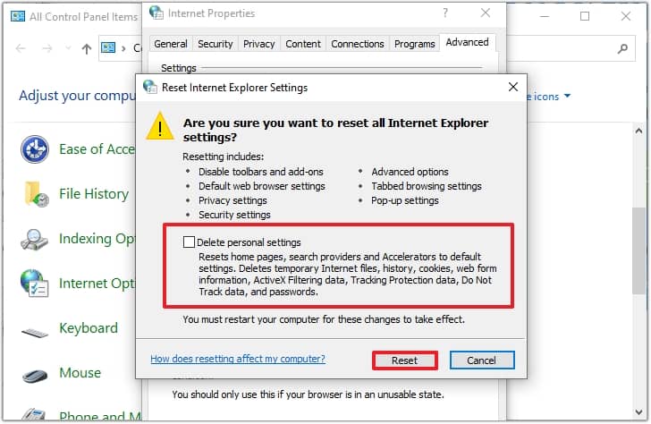 checkmark the box to confirm your resetting prerequisites
