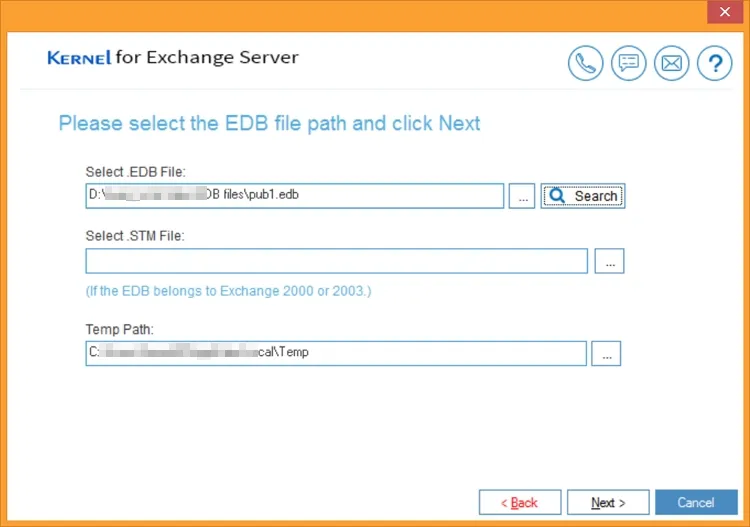 Browse the dismounted or offline EDB file from its location