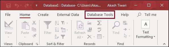 Tap on the Database Tools tab