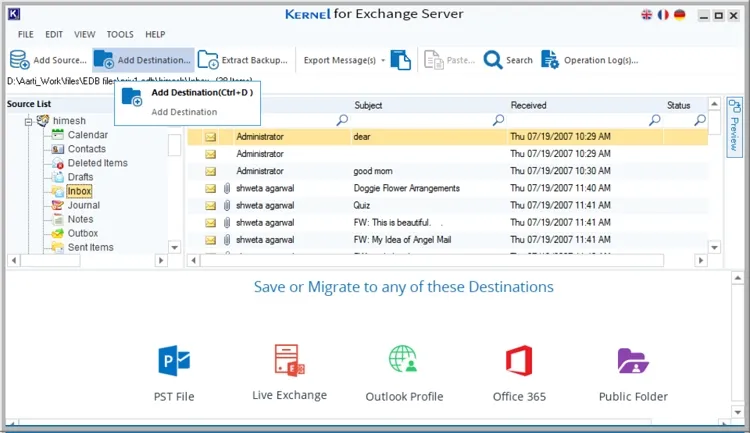 You can browse any mailbox item