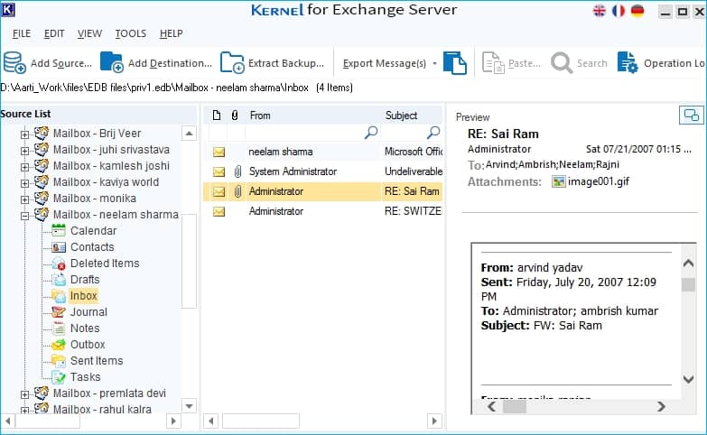 You can browse any mailbox item