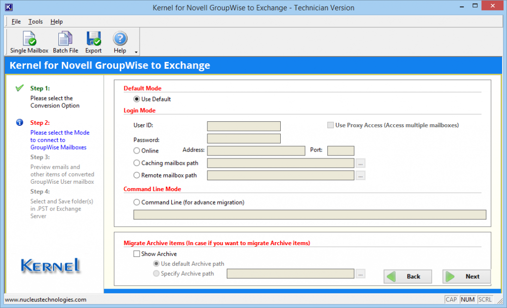 GroupWise archive converter