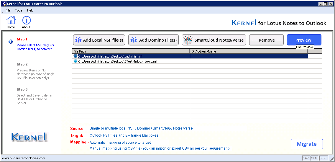 Preview the content of NSF file