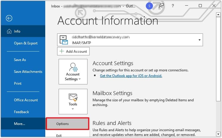 Open outlook application and go to Click File