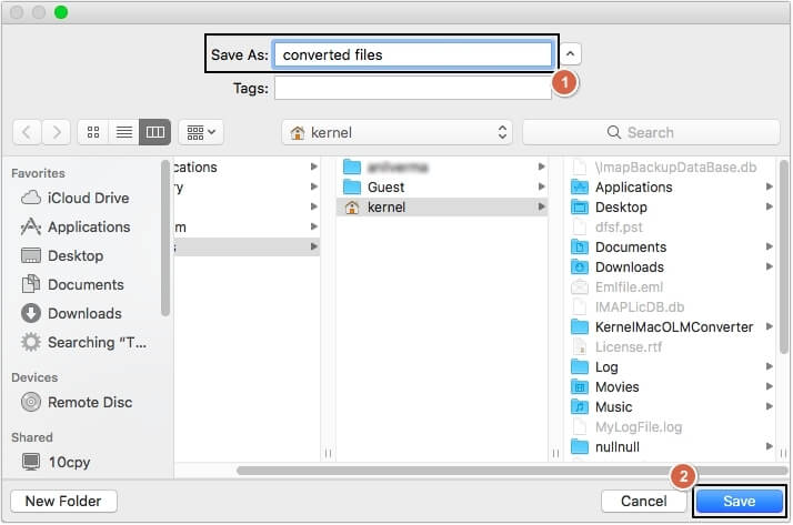 select destination to save file