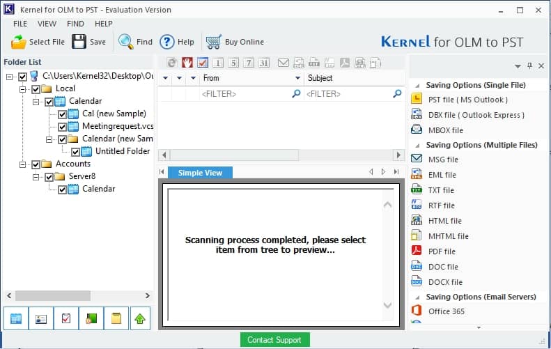 Preview the file item from the mailboxes