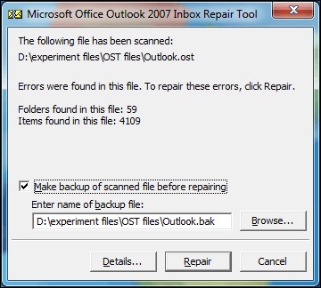 Repair corrupt OST files