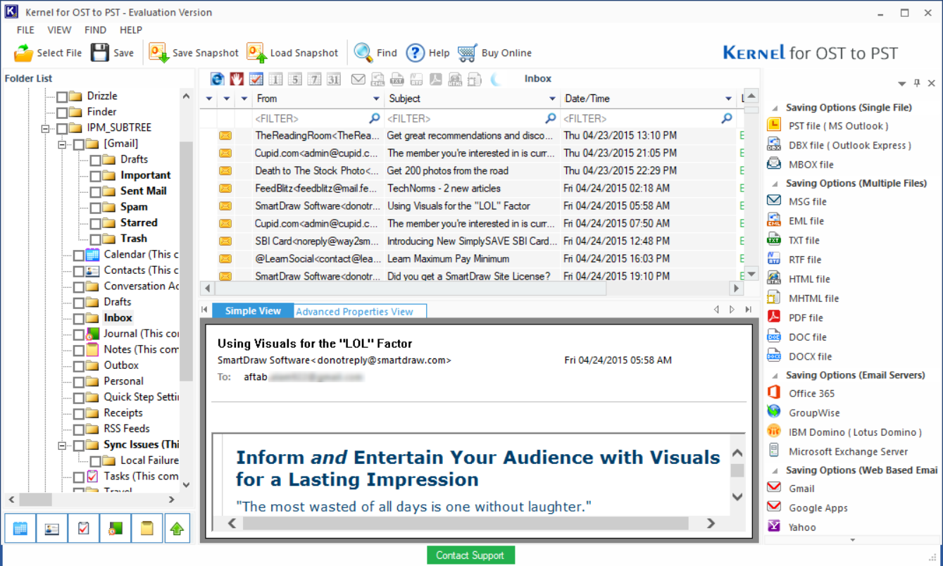 Kernel for OST to PST