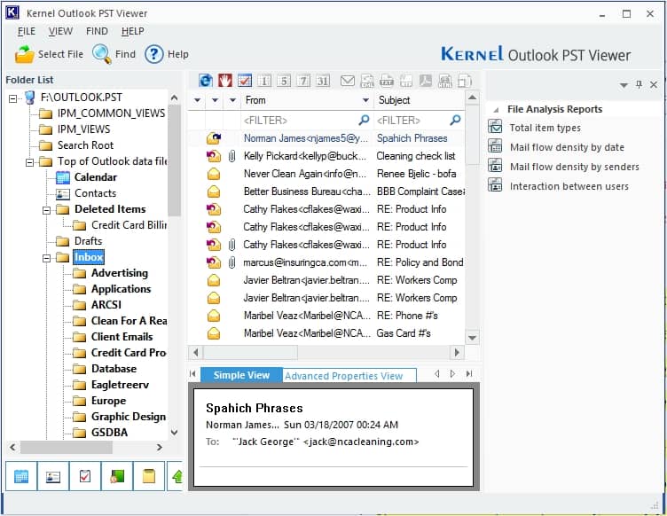 Click on any item to view