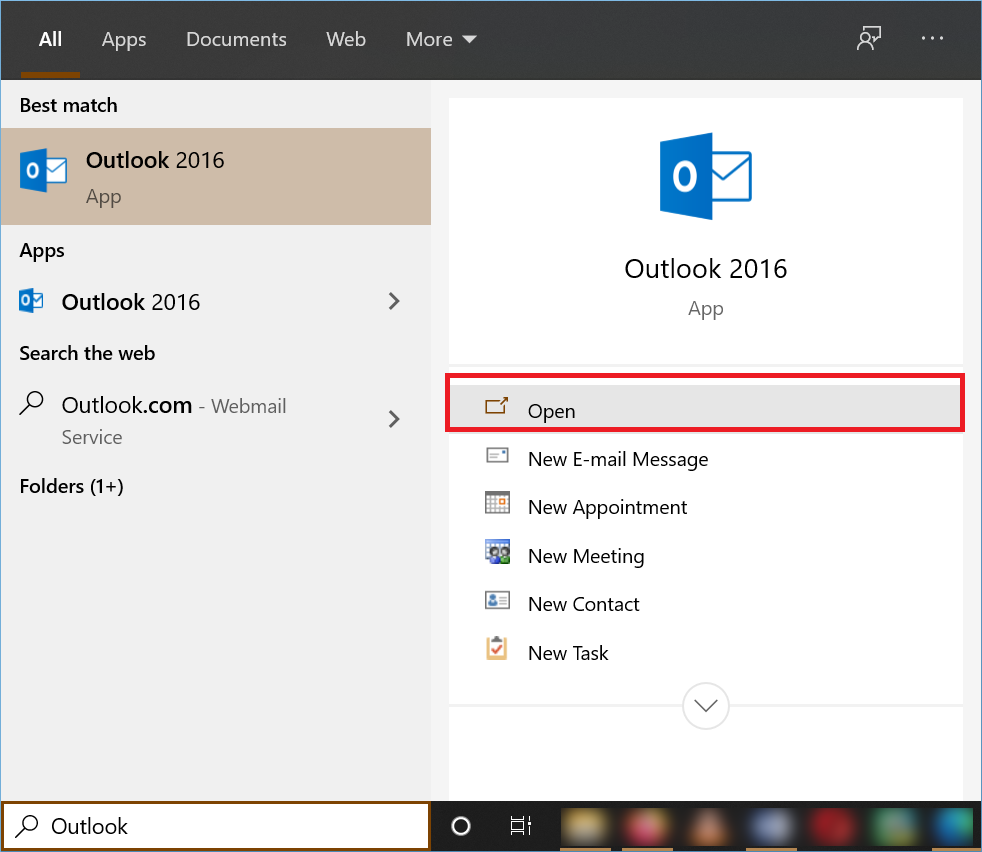 Start the Outlook Application