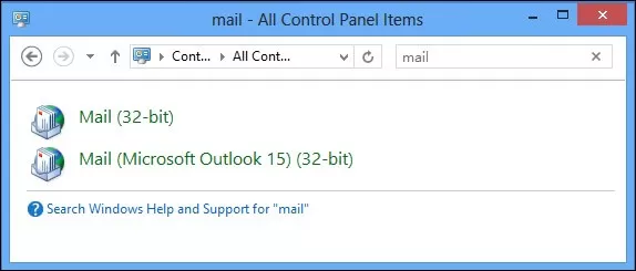 Control Panel and select the Mail 