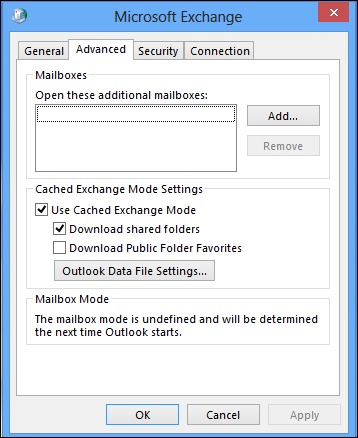 Outlook Data File Settings