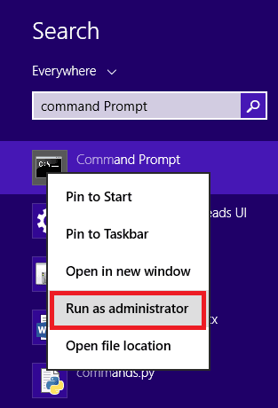 Run an elevated command prompt