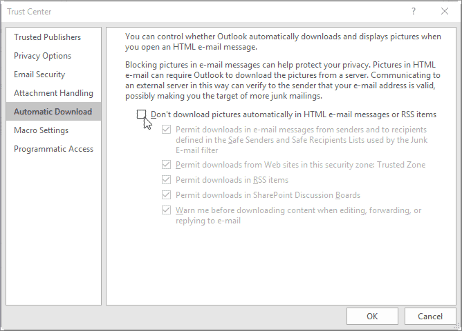 Clear the checkbox