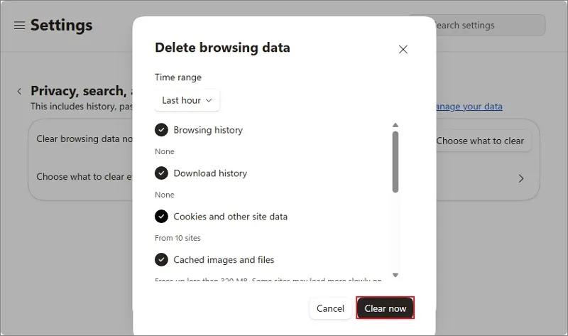 to remove files select files and then click on clear now