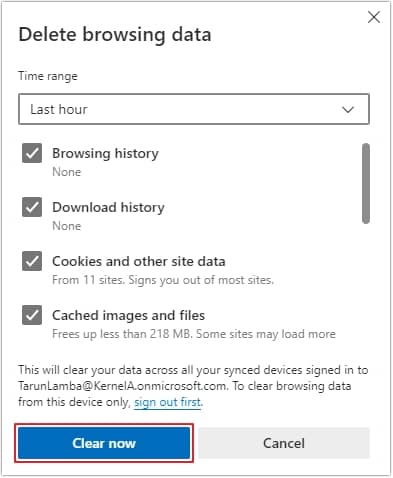 click clear now