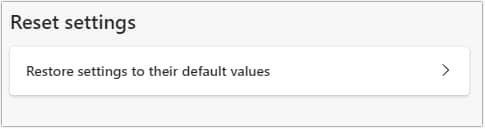 click restore settings to their default values