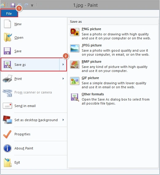click on file then save as