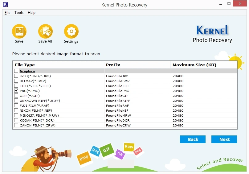 select desired image format