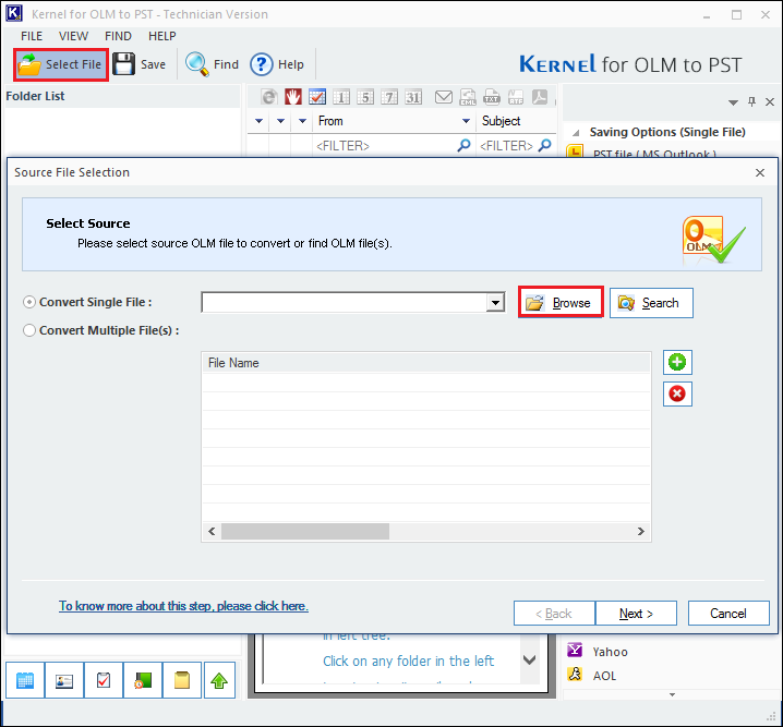 Launch Kernel for OLM to PST