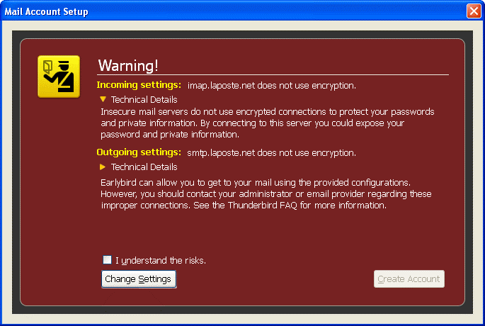 This warning generally occurs when the server does not support encryption