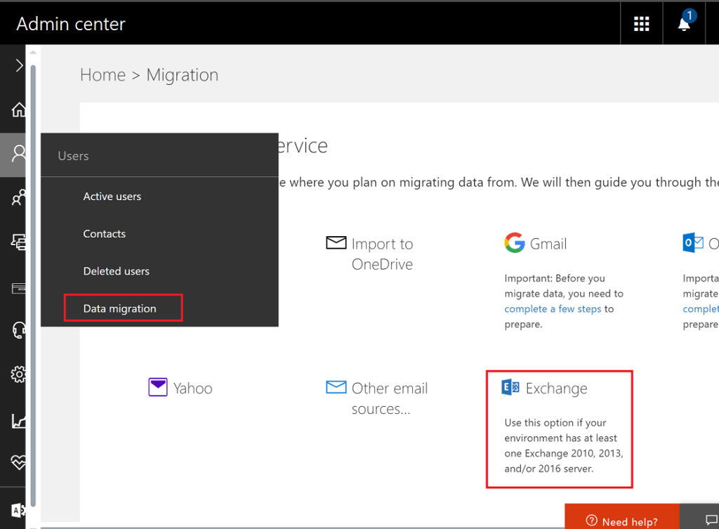 Begin Express Migration from Office 365 Portal