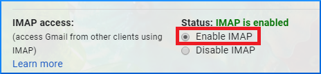 Enable IMAP option